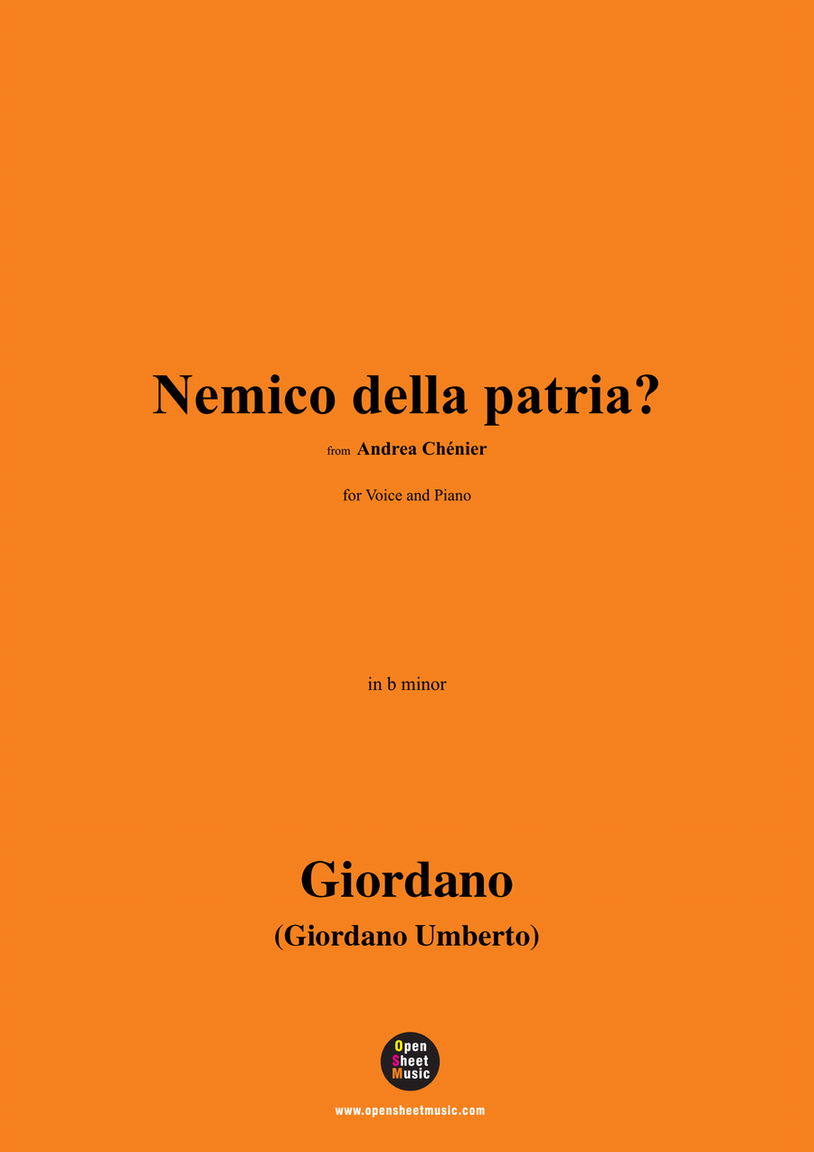 U. Giordano-Nemico della patria?,in b minor Piano, Vocal scores gallery preview page 1