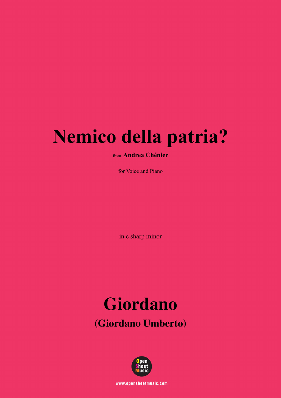 U. Giordano-Nemico della patria?,in c sharp minor Piano, Vocal scores gallery preview page 1