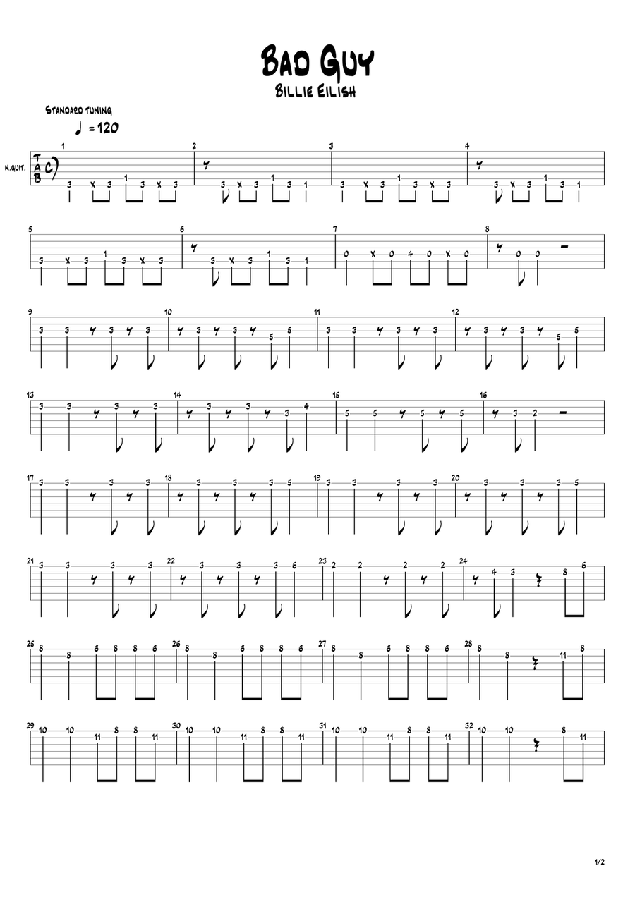 Bad Guy Bad Guy Acoustic Guitar scores gallery preview page 3