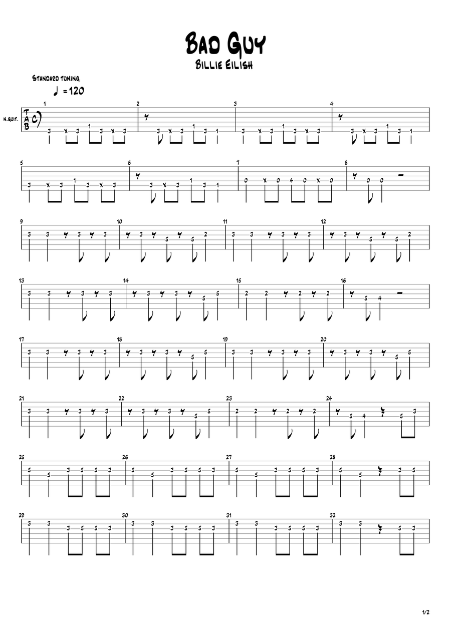 Bad Guy Bad Guy Acoustic Guitar scores gallery preview page 5