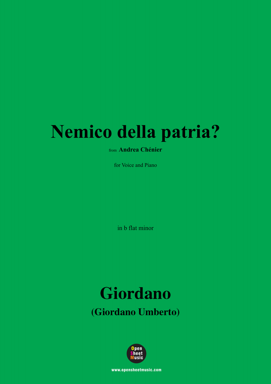 U. Giordano-Nemico della patria?,in b flat minor Piano, Vocal scores gallery preview page 1
