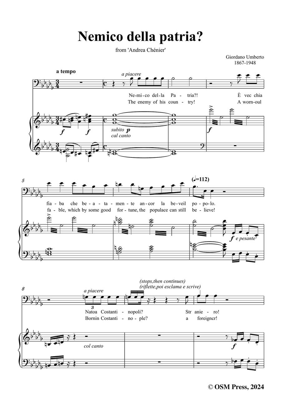 U. Giordano-Nemico della patria?,in b flat minor Piano, Vocal scores gallery preview page 3