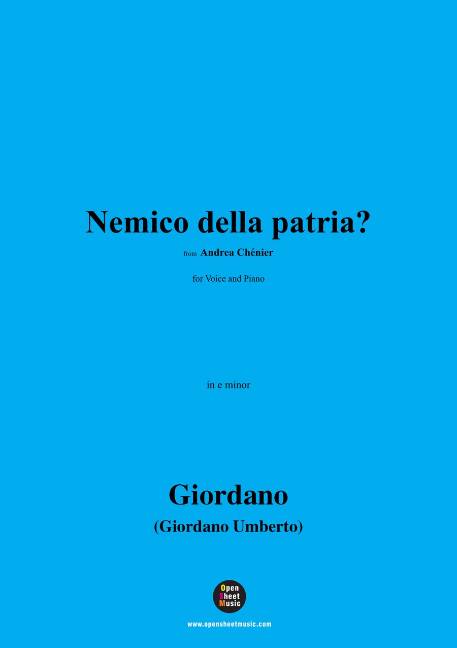 U. Giordano-Nemico della patria?,in e minor Piano, Vocal scores gallery preview page 1