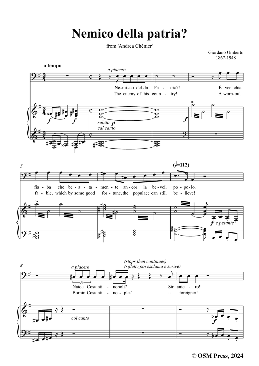 U. Giordano-Nemico della patria?,in e minor Piano, Vocal scores gallery preview page 3