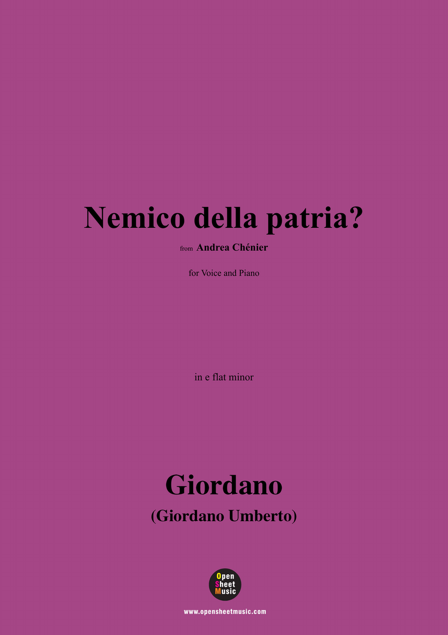 U. Giordano-Nemico della patria?,in e flat minor Piano, Vocal scores gallery preview page 1