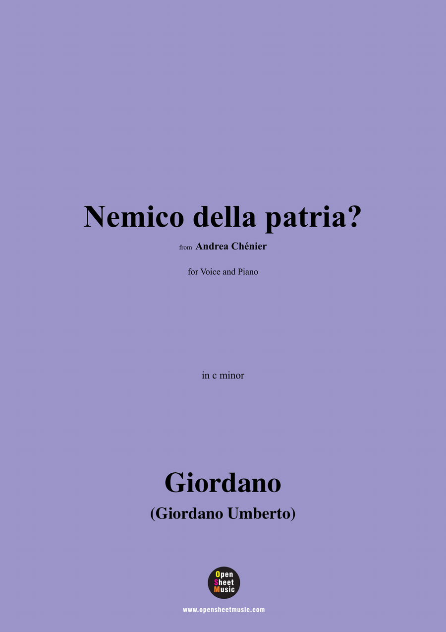 U. Giordano-Nemico della patria?,in c minor Piano, Vocal scores gallery preview page 1