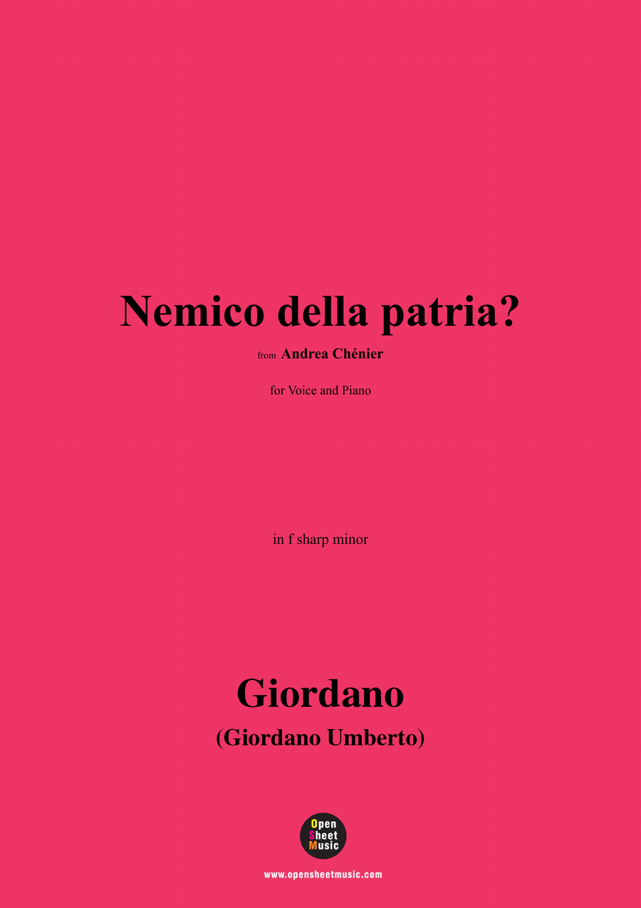 U. Giordano-Nemico della patria?,in f sharp minor Piano, Vocal scores gallery preview page 1
