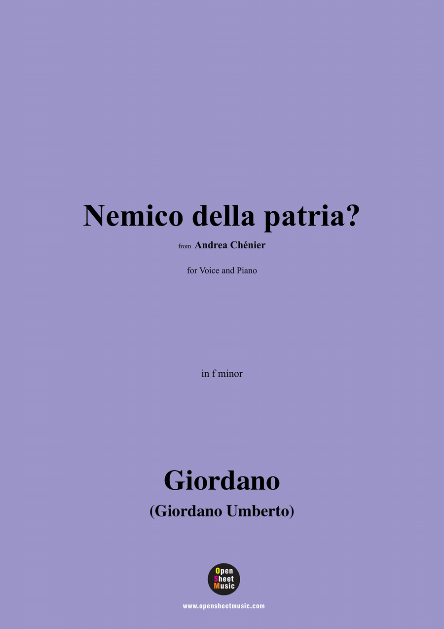 U. Giordano-Nemico della patria?,in f minor Piano, Vocal scores gallery preview page 1