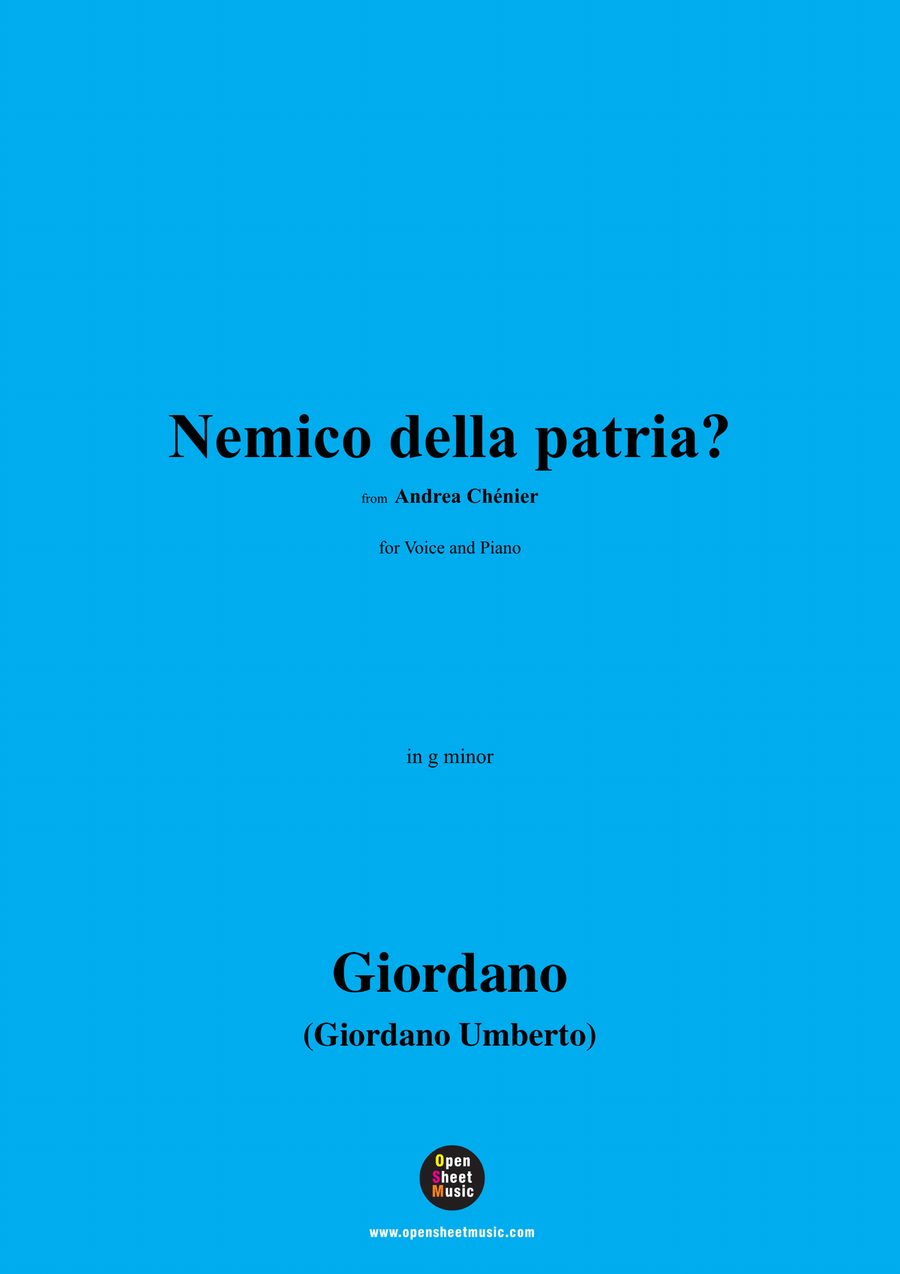 U. Giordano-Nemico della patria?,in g minor Piano, Vocal scores gallery preview page 1