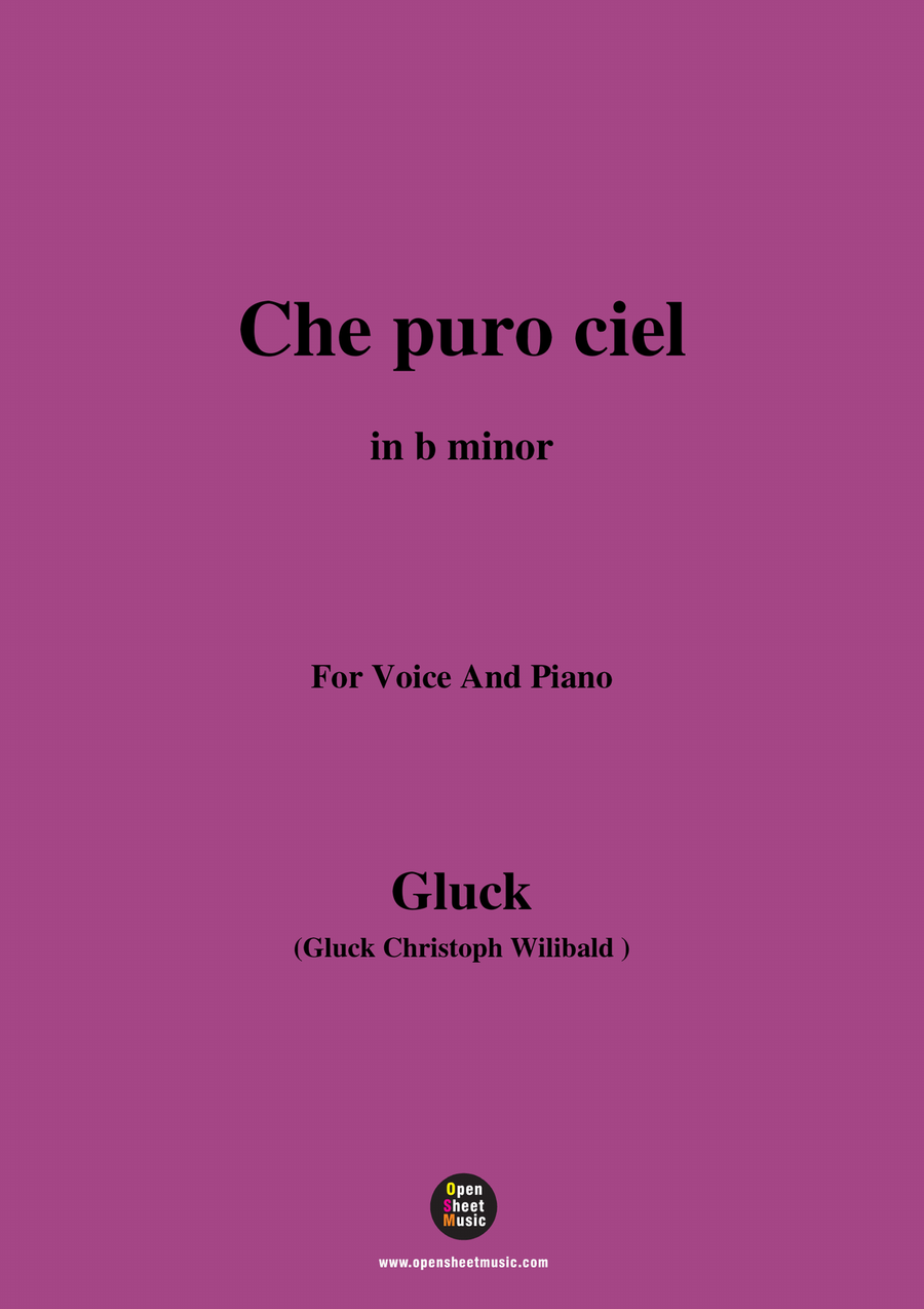 C. W. Gluck-Che puro ciel,in b minor Piano, Vocal scores gallery preview page 1