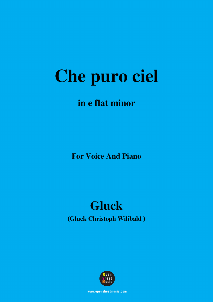 C. W. Gluck-Che puro ciel,,in e flat minor Piano, Vocal scores gallery preview page 1