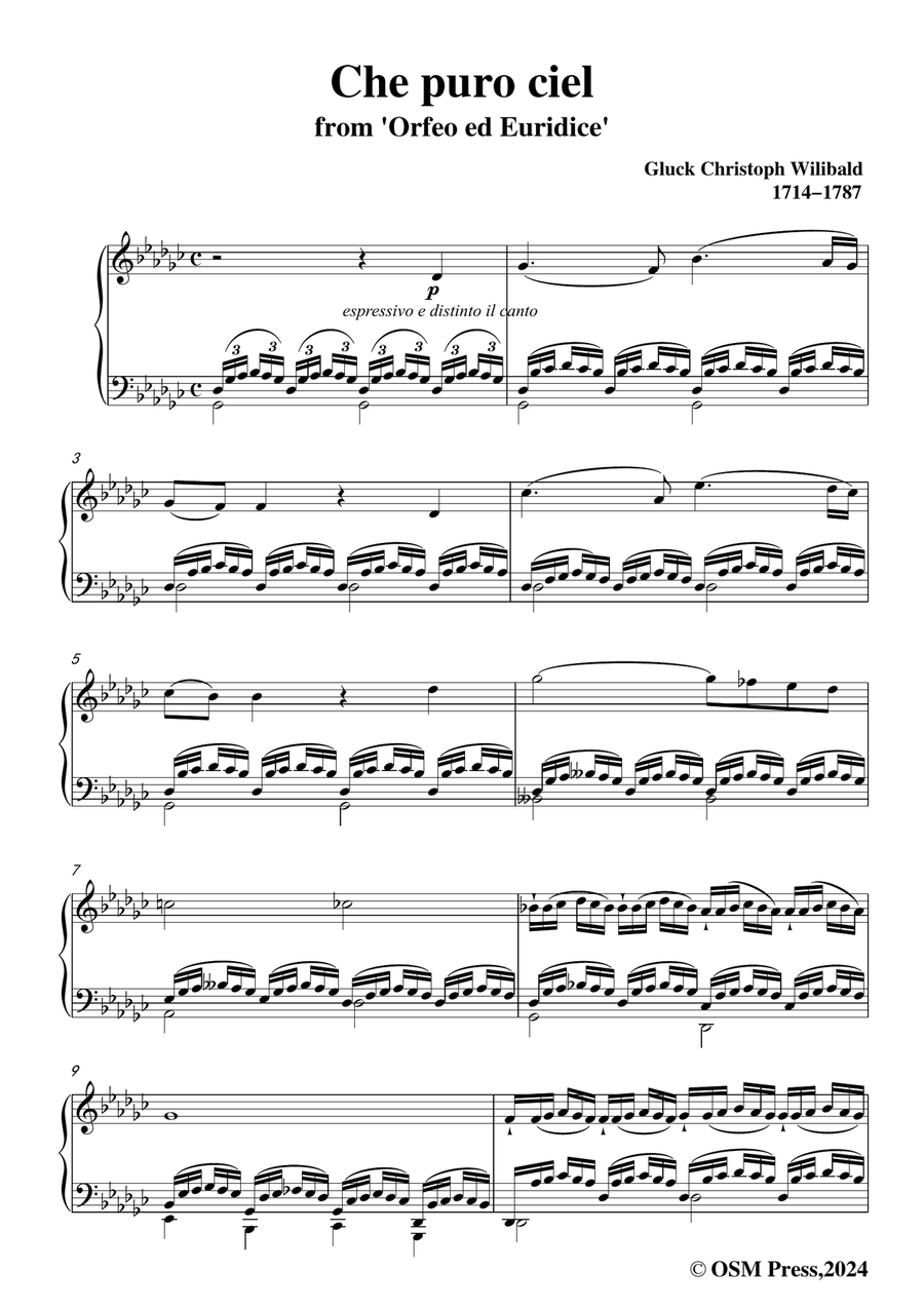C. W. Gluck-Che puro ciel,,in e flat minor Piano, Vocal scores gallery preview page 3