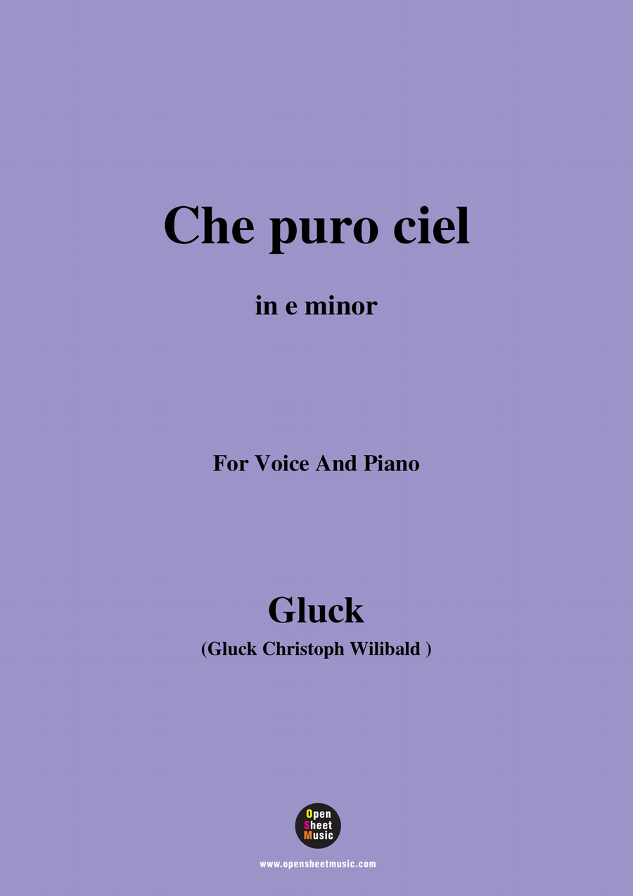 C. W. Gluck-Che puro ciel,in e minor Piano, Vocal scores gallery preview page 1