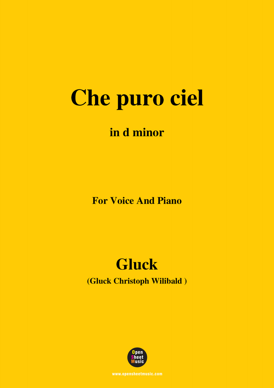 C. W. Gluck-Che puro ciel,in d minor Piano, Vocal scores gallery preview page 1