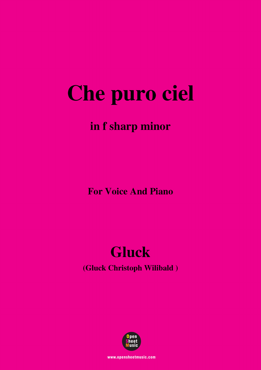 C. W. Gluck-Che puro ciel,in f sharp minor Piano, Vocal scores gallery preview page 1