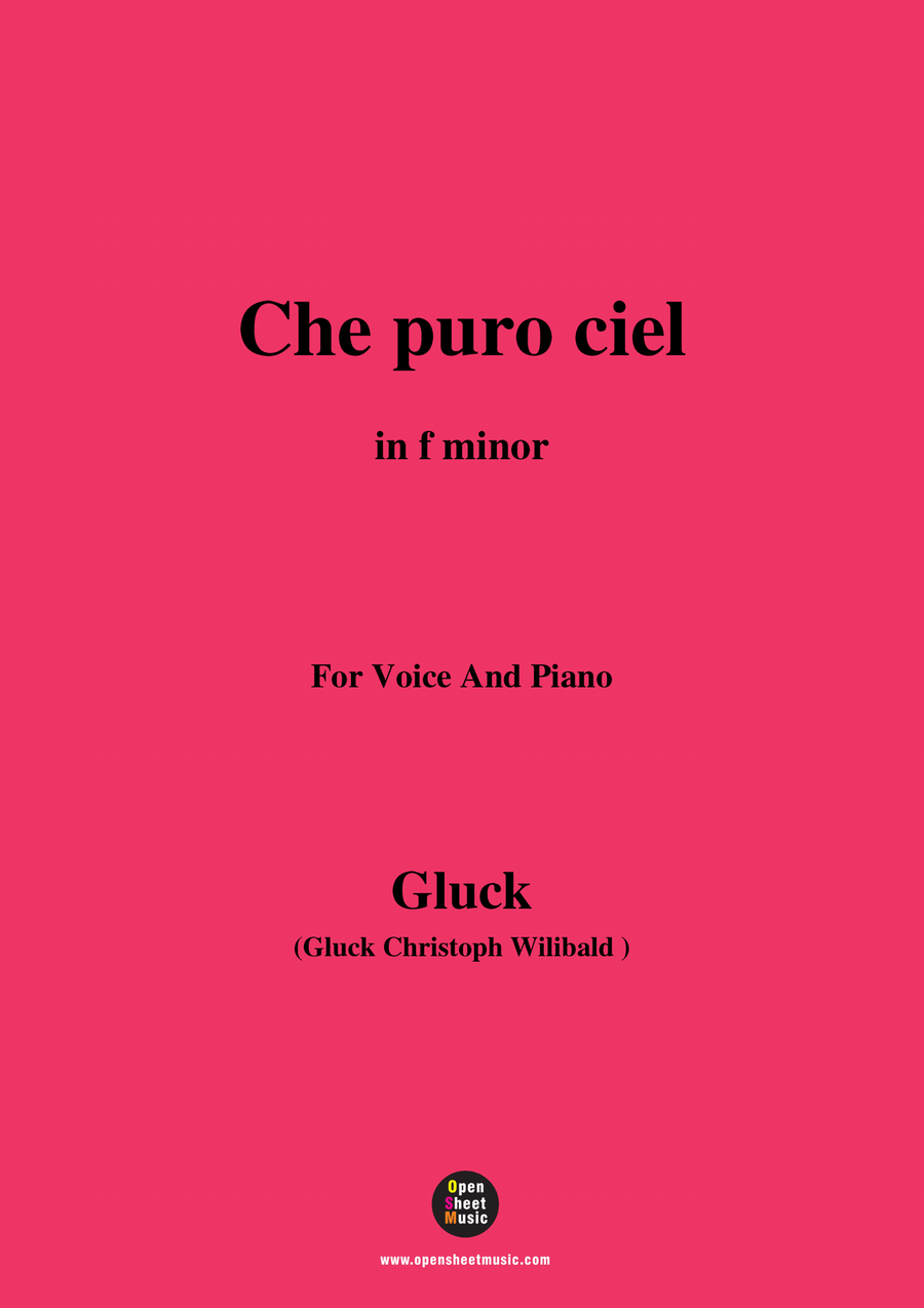 C. W. Gluck-Che puro ciel,in f minor Piano, Vocal scores gallery preview page 1