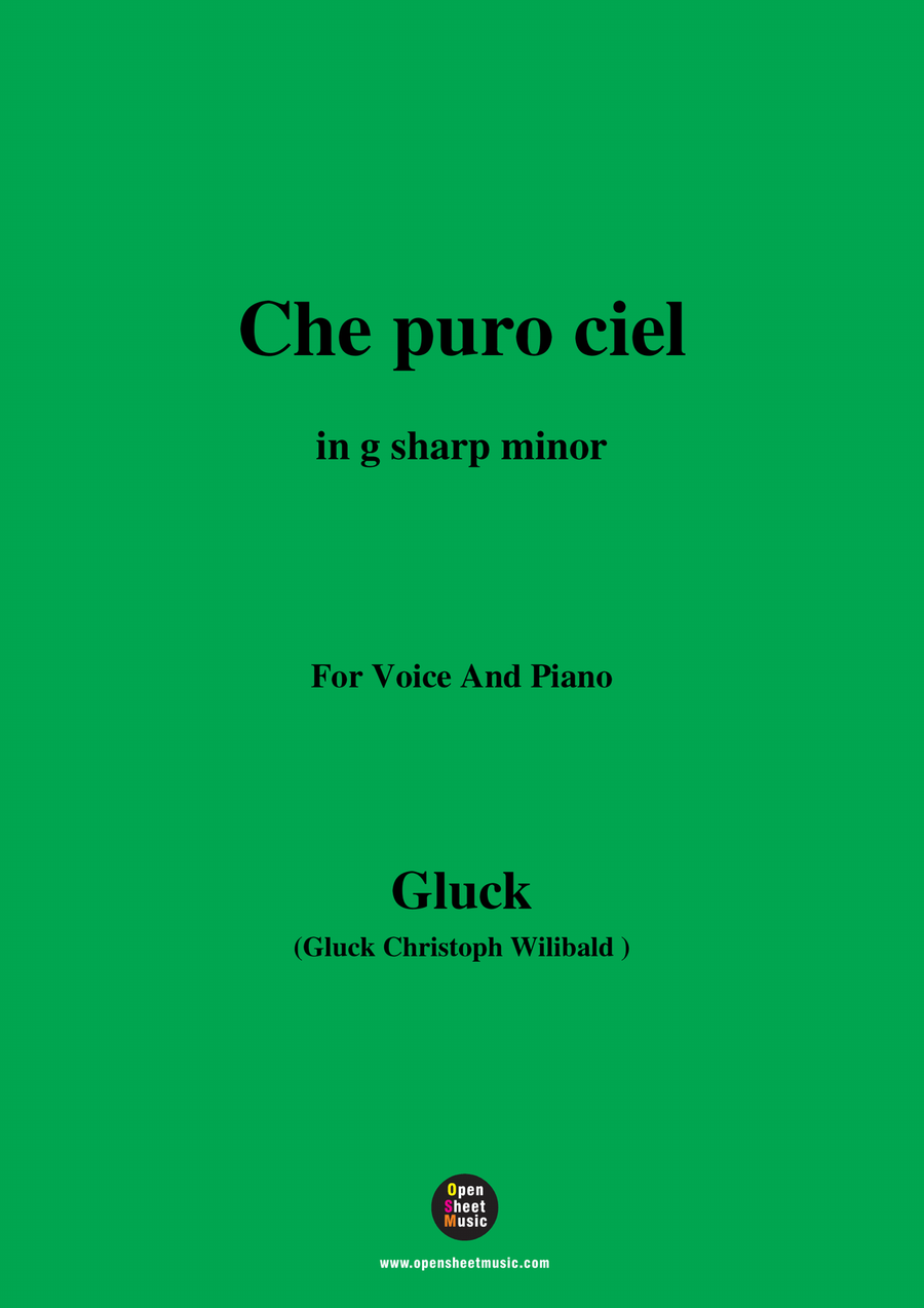 C. W. Gluck-Che puro ciel,in g sharp minor Piano, Vocal scores gallery preview page 1