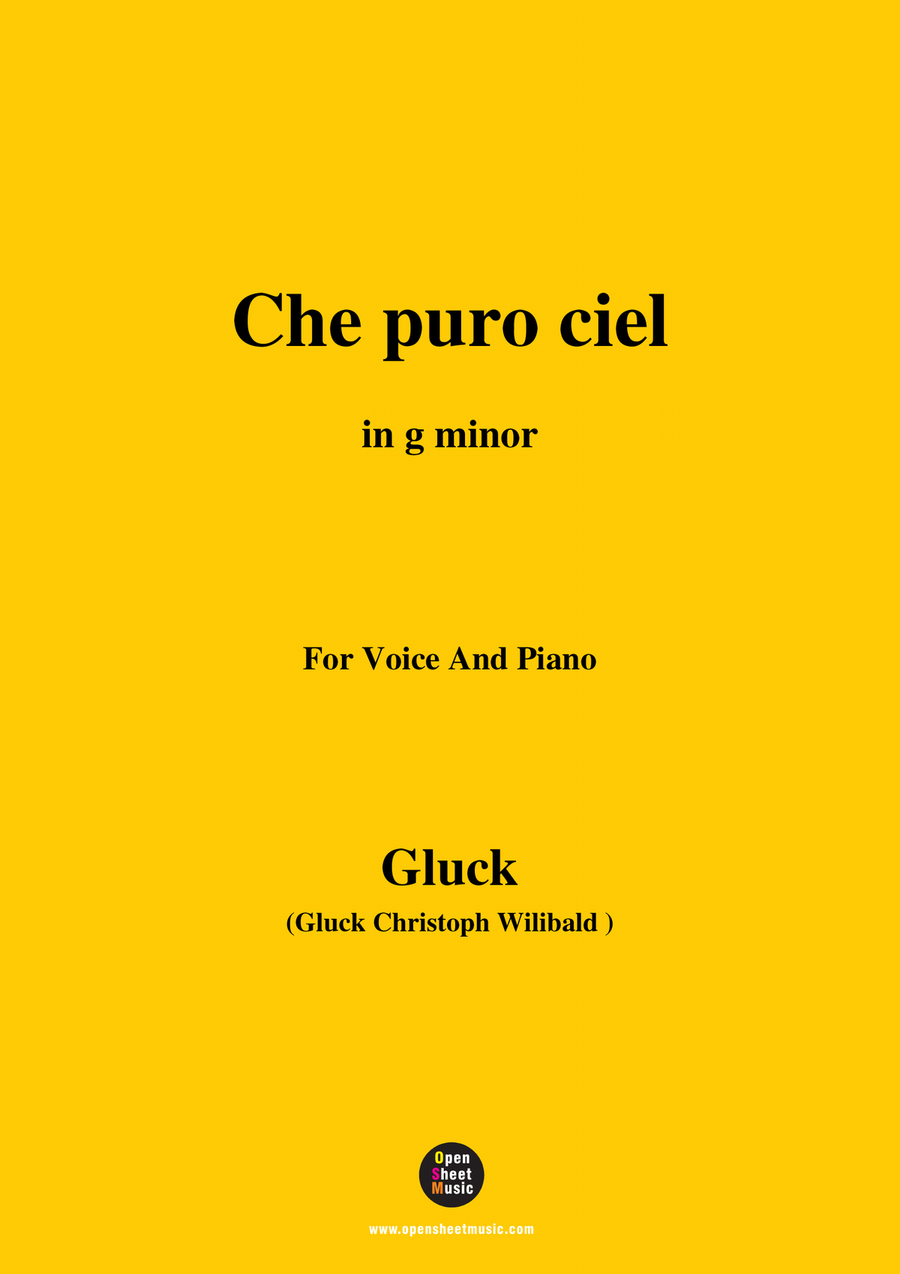 C. W. Gluck-Che puro ciel,in g minor Piano, Vocal scores gallery preview page 1