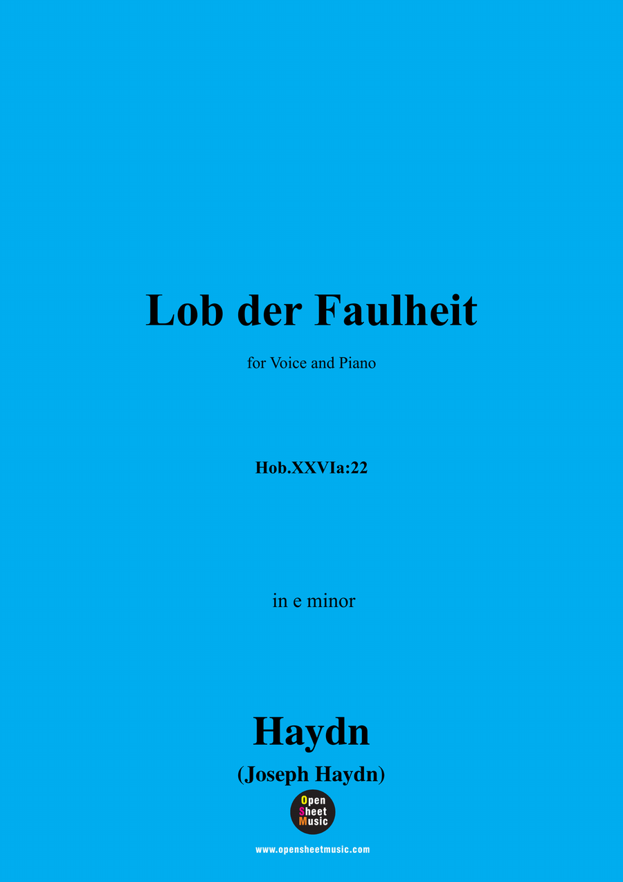 J. Haydn-Lob der Faulheit,in e minor Piano, Vocal scores gallery preview page 1