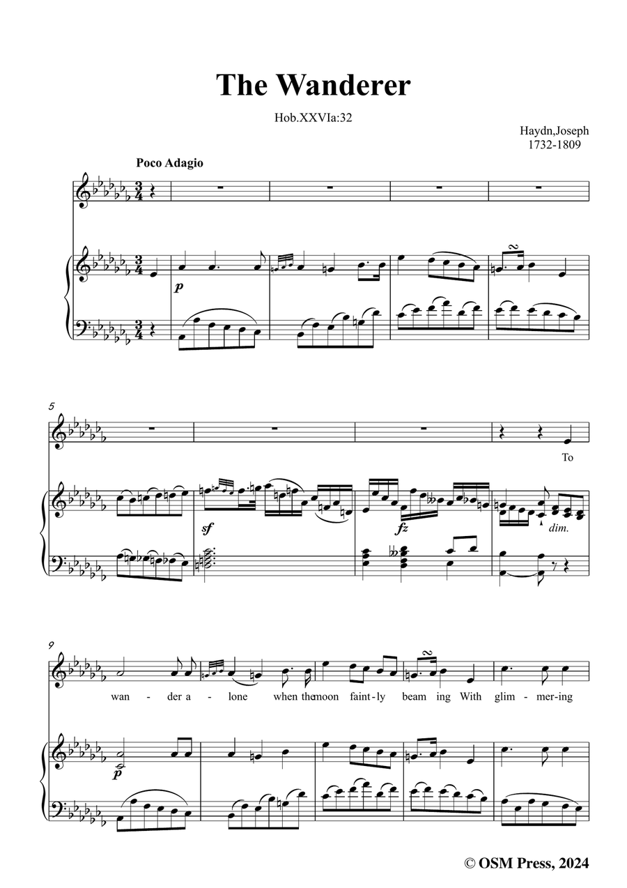 J. Haydn-The Wanderer,in a flat minor Piano, Vocal scores gallery preview page 3