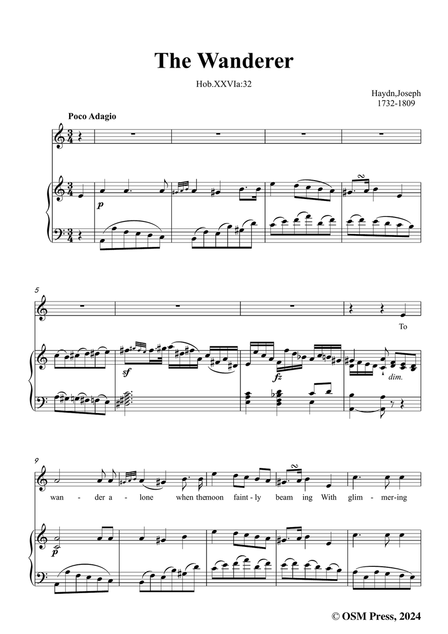 J. Haydn-The Wanderer,in a minor Piano, Vocal scores gallery preview page 3