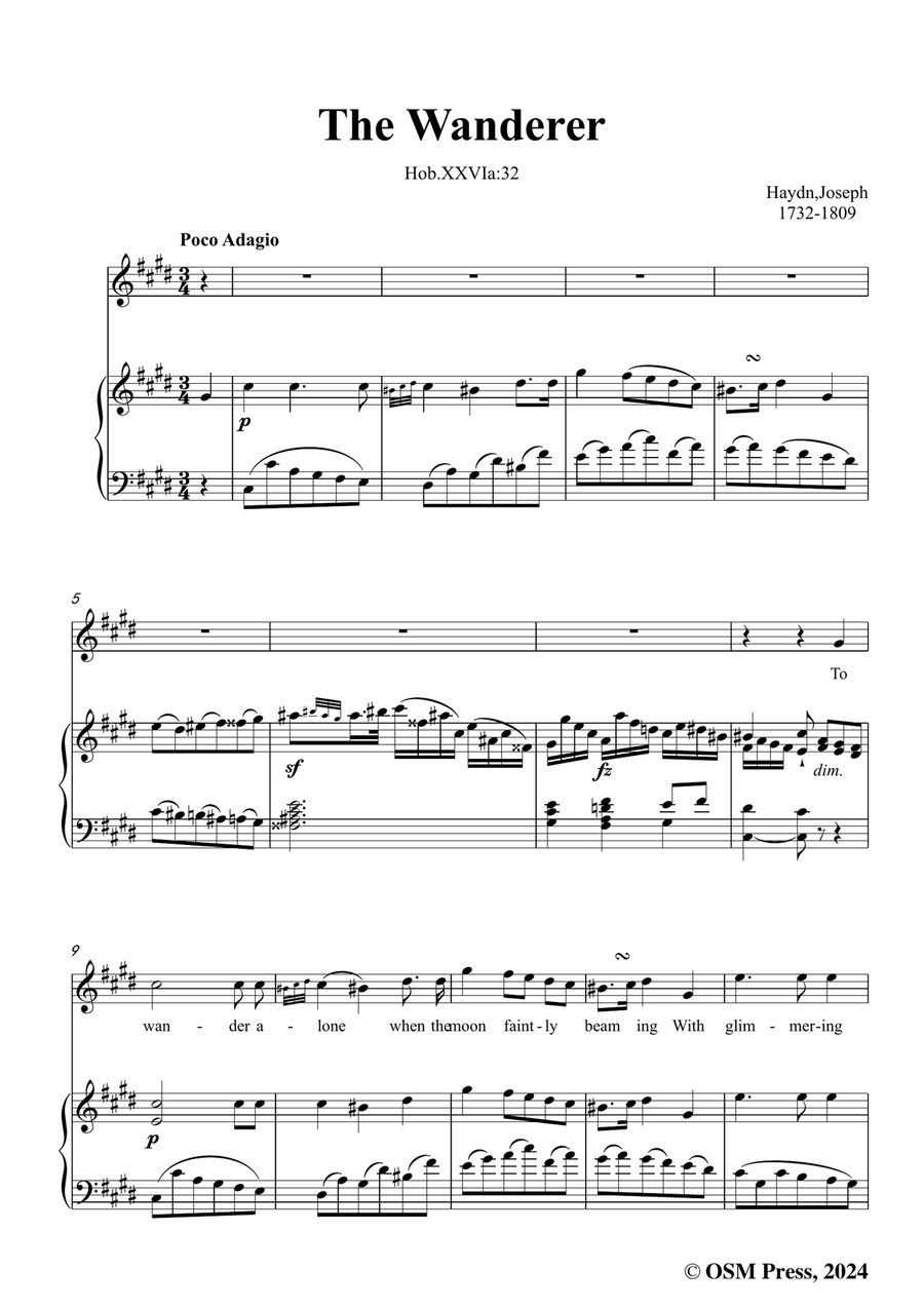 J. Haydn-The Wanderer,in c sharp minor Piano, Vocal scores gallery preview page 3