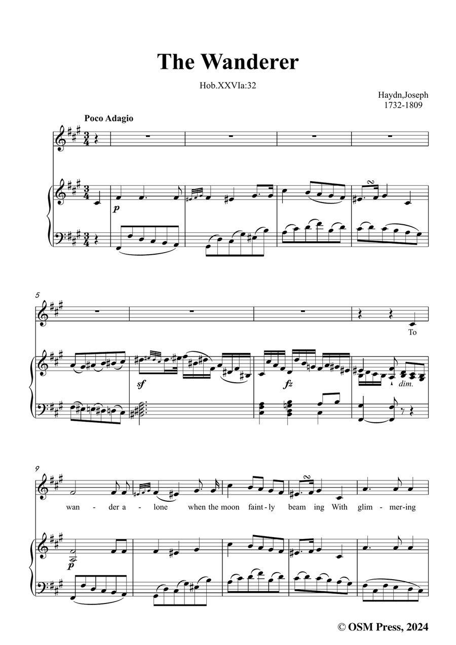 J. Haydn-The Wanderer,in f sharp minor Piano, Vocal scores gallery preview page 3