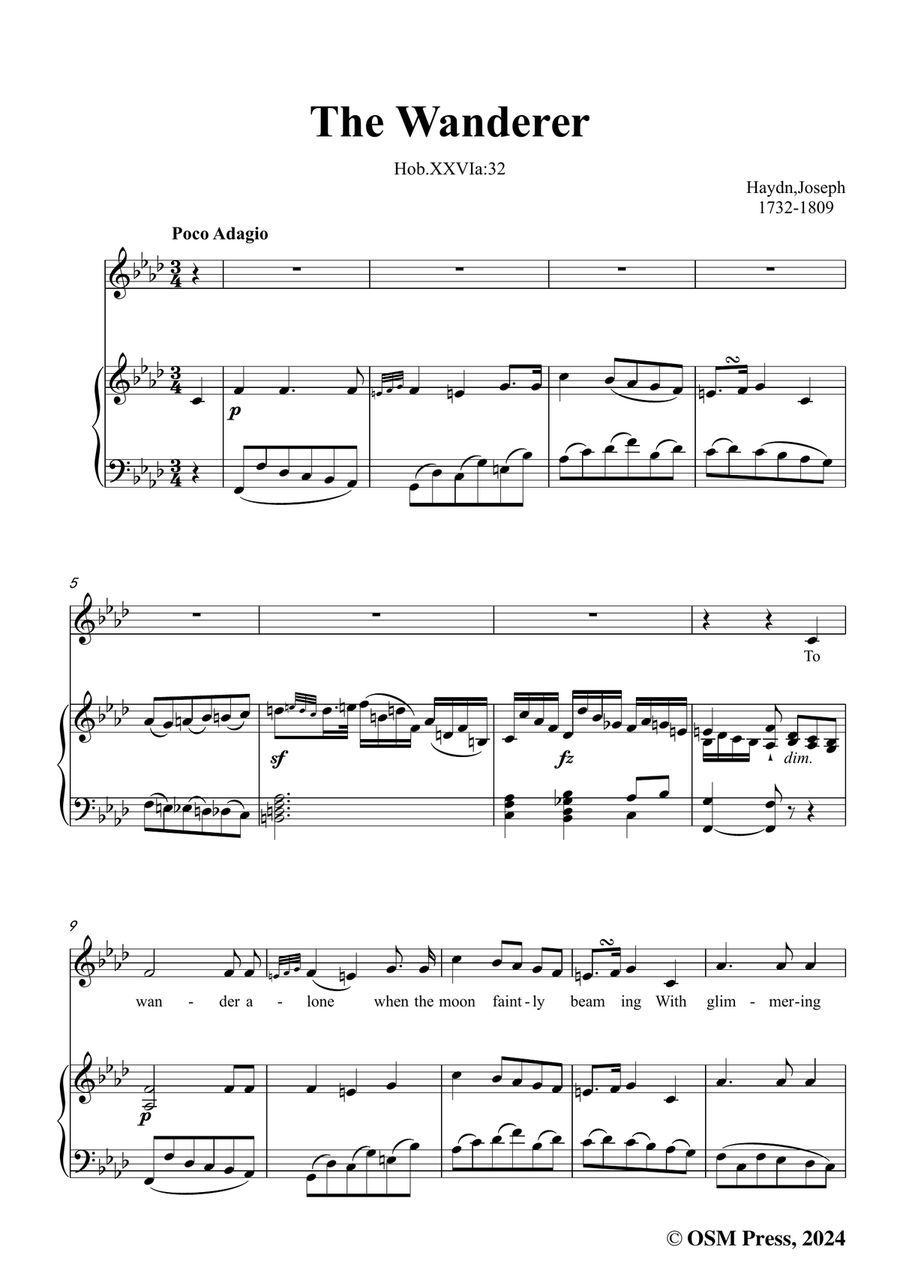 J. Haydn-The Wanderer,in f minor Piano, Vocal scores gallery preview page 3