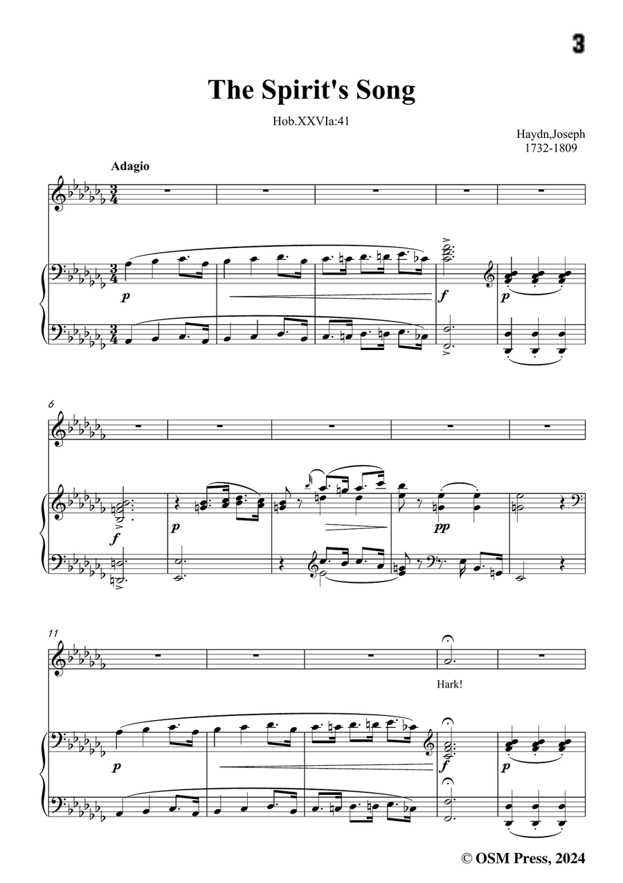 J. Haydn-The Spirit's Song,in a flat minor Piano, Vocal scores gallery preview page 3