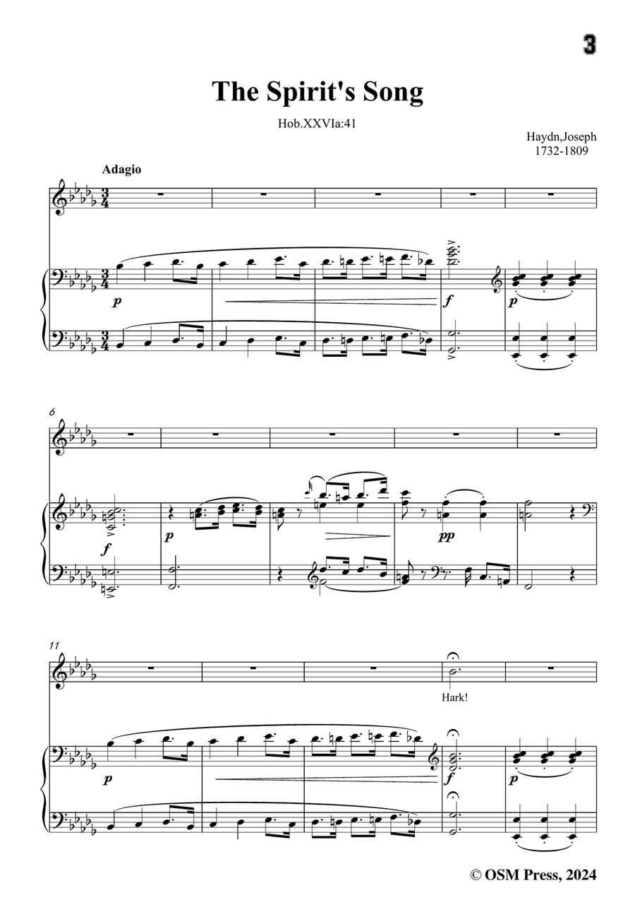J. Haydn-The Spirit's Song,in b flat minor Piano, Vocal scores gallery preview page 3