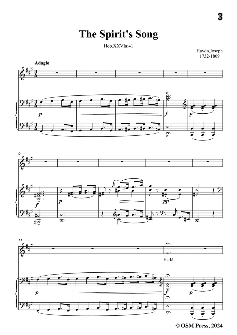 J. Haydn-The Spirit's Song,in f sharp minor Piano, Vocal scores gallery preview page 3