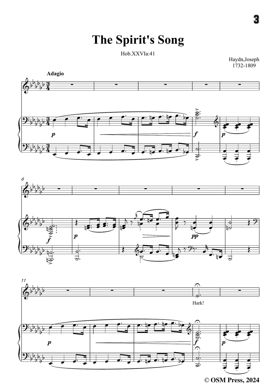 J. Haydn-The Spirit's Song,in e flat minor Piano, Vocal scores gallery preview page 3