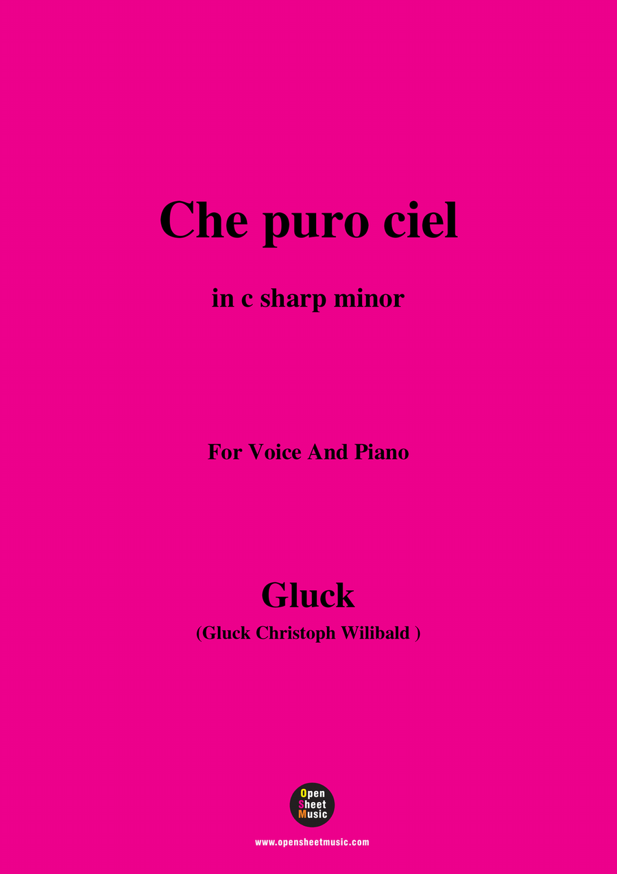C. W. Gluck-Che puro ciel,in c sharp minor Piano, Vocal scores gallery preview page 1