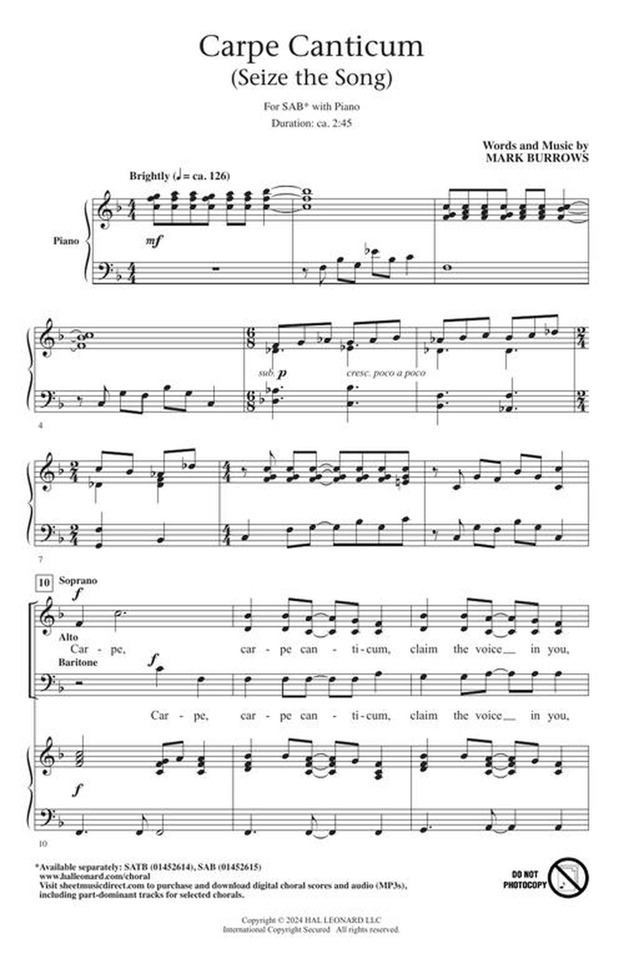 Carpe Canticum (Seize the Song) 3-Part scores gallery preview page 3