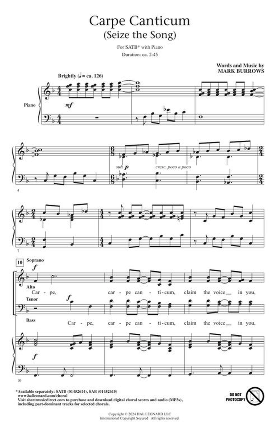 Carpe Canticum (Seize the Song) 4-Part scores gallery preview page 3