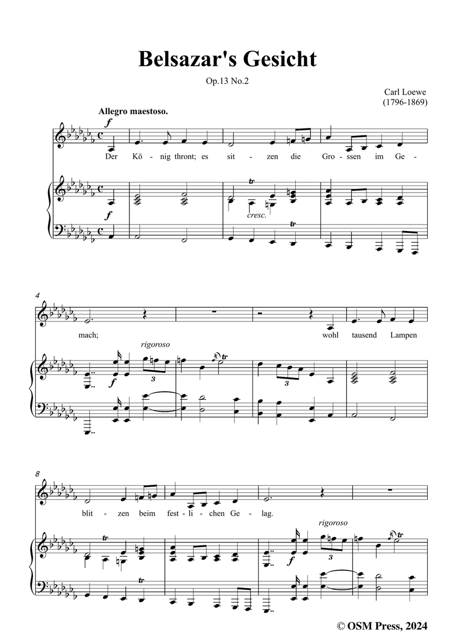 C. Loewe-Belsazar's Gesicht,in a flat minor Piano, Vocal scores gallery preview page 3