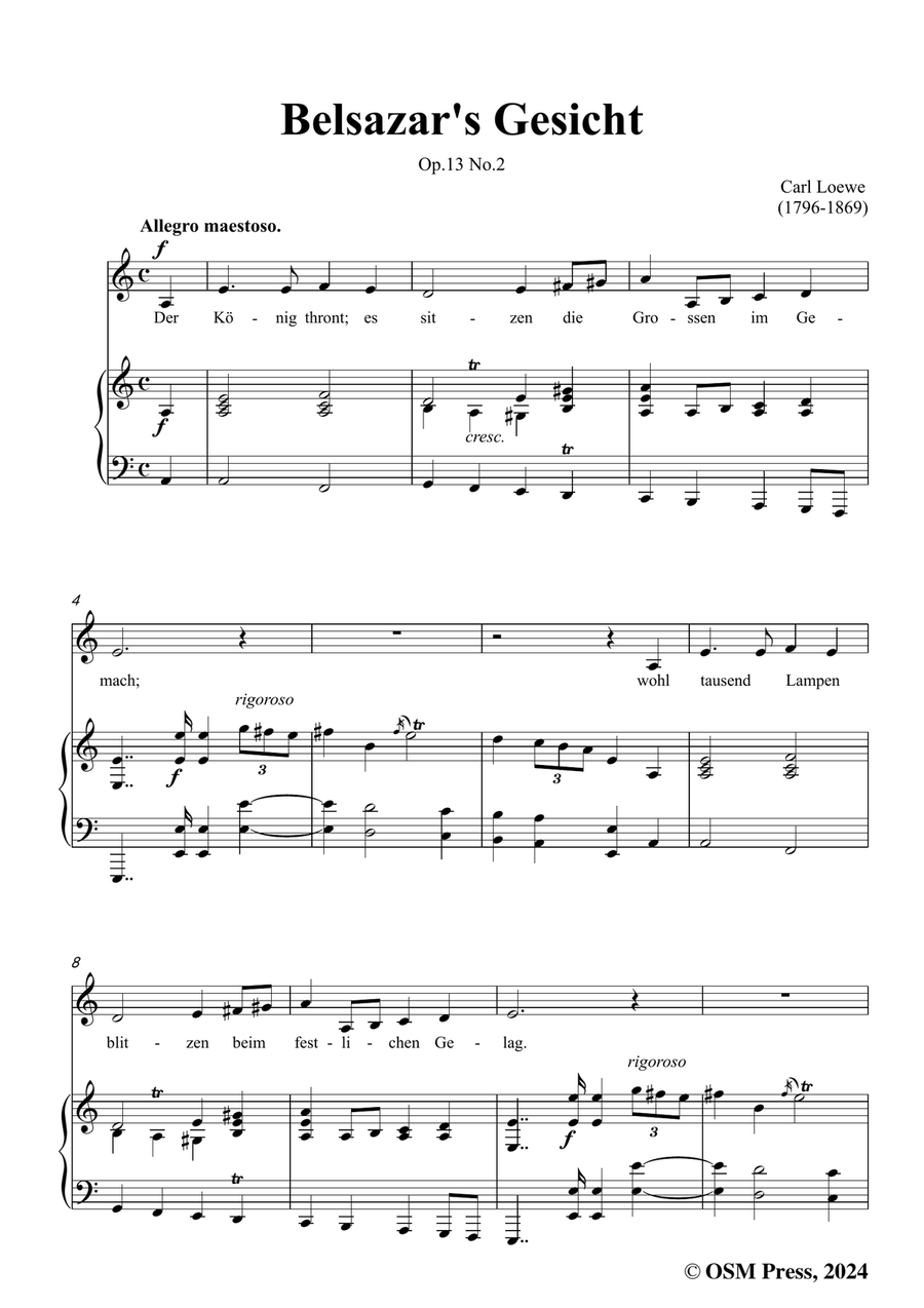C. Loewe-Belsazar's Gesicht,in a minor Piano, Vocal scores gallery preview page 3
