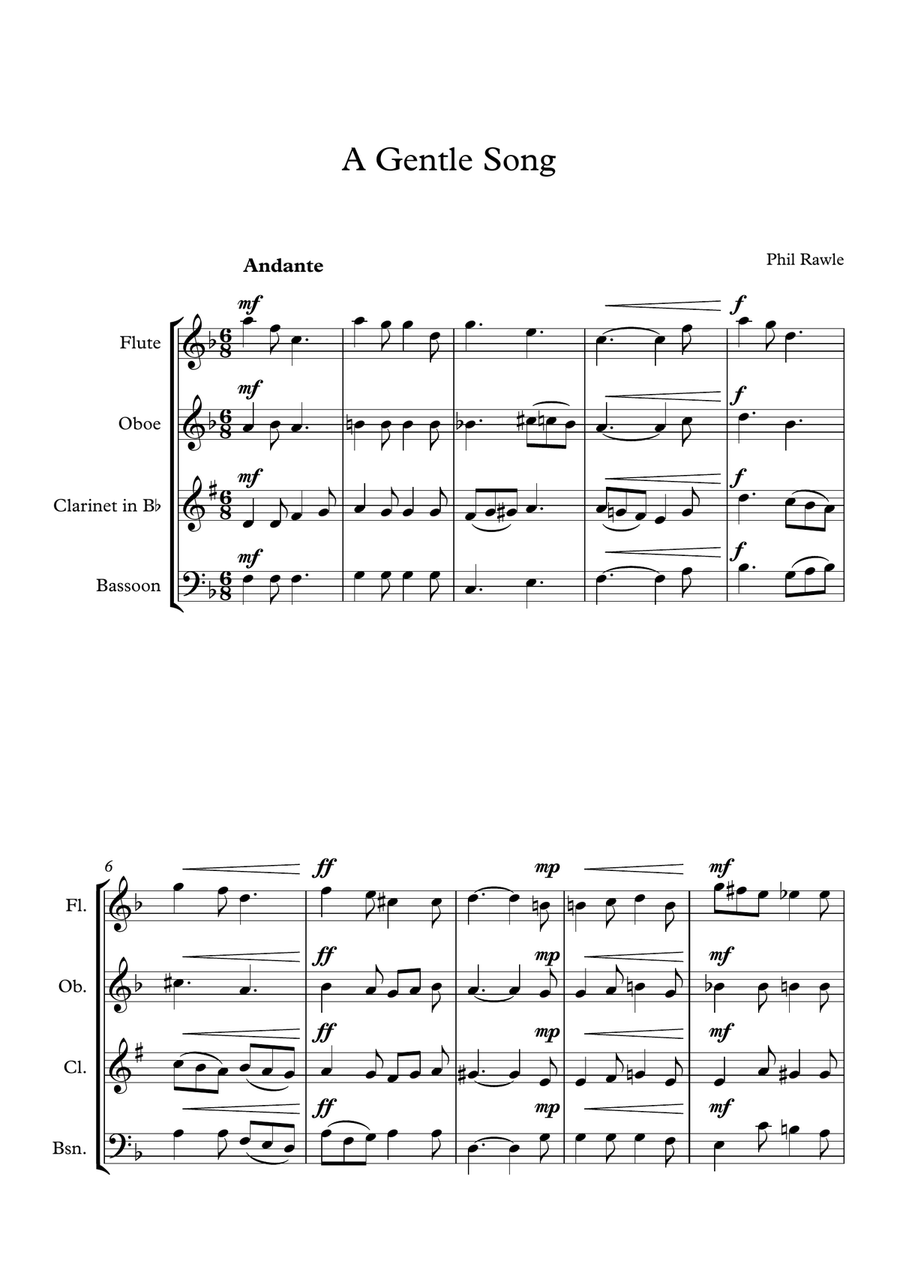 A Gentle Song - Wind Quartet Woodwind Quartet scores gallery preview page 1