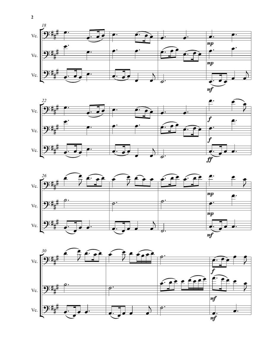 Variations on the Skye Boat Song (Speed Bonny Boat) for cello trio String Trio scores gallery preview page 2