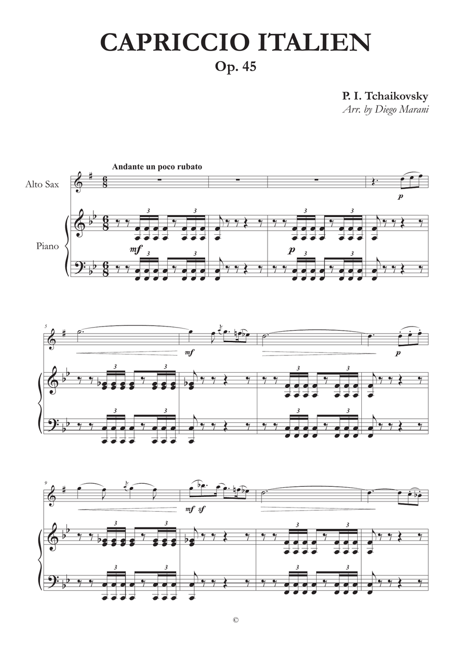 Capriccio Italien for Alto Saxophone and Piano Alto Saxophone scores gallery preview page 1