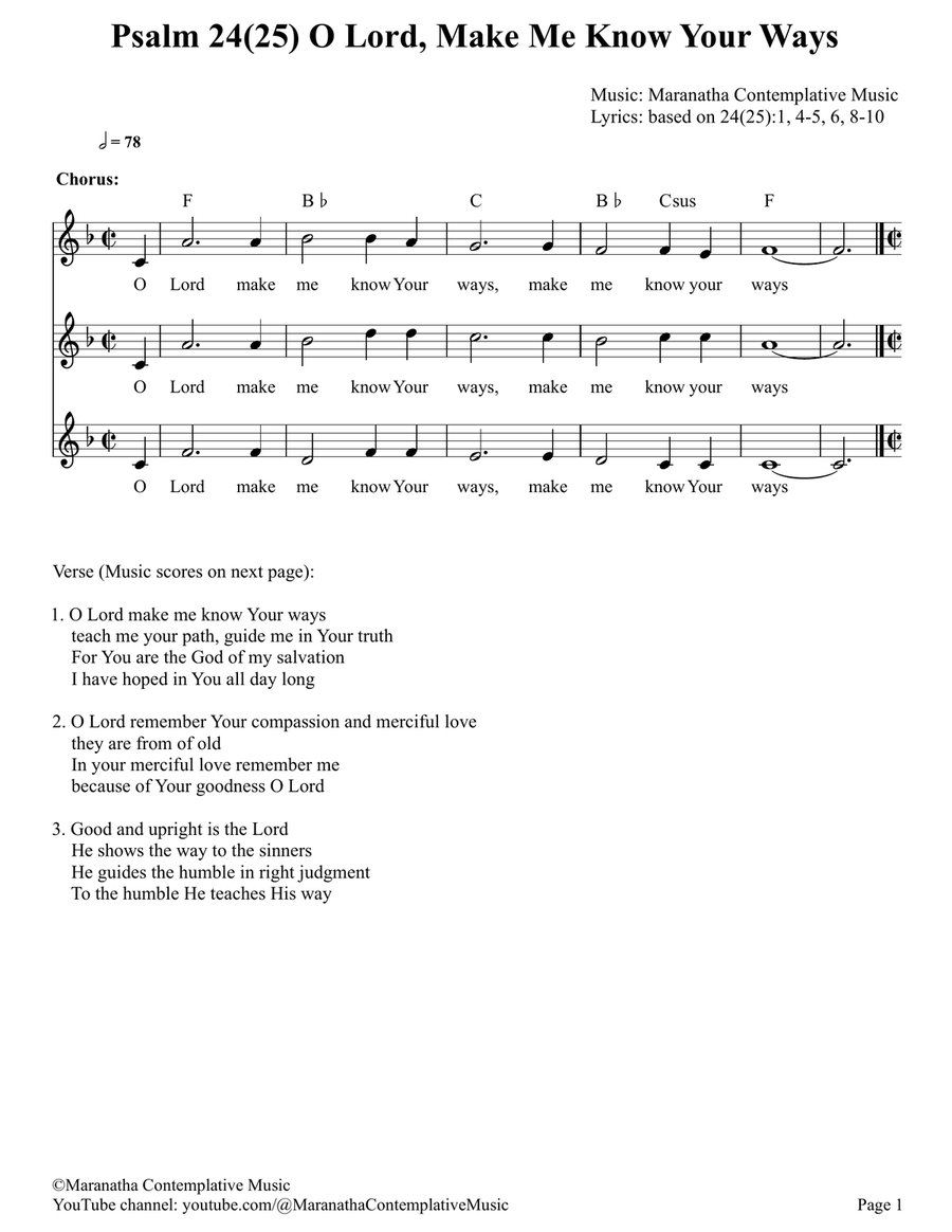 Psalm 25 O Lord Make Me Know Your Way Piano scores gallery preview page 1