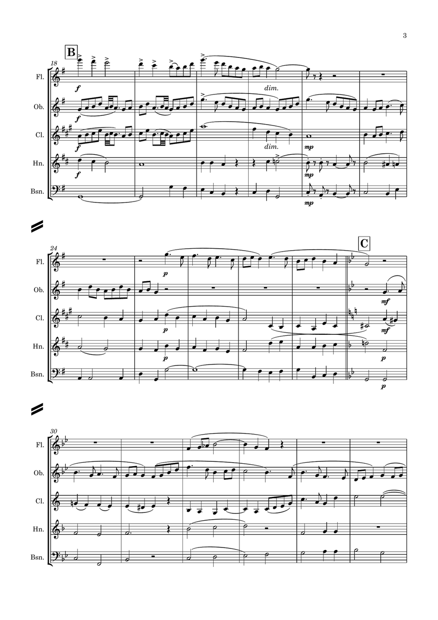 Quilter: Three English Dances Op.11 - wind quintet Woodwind Quintet scores gallery preview page 4