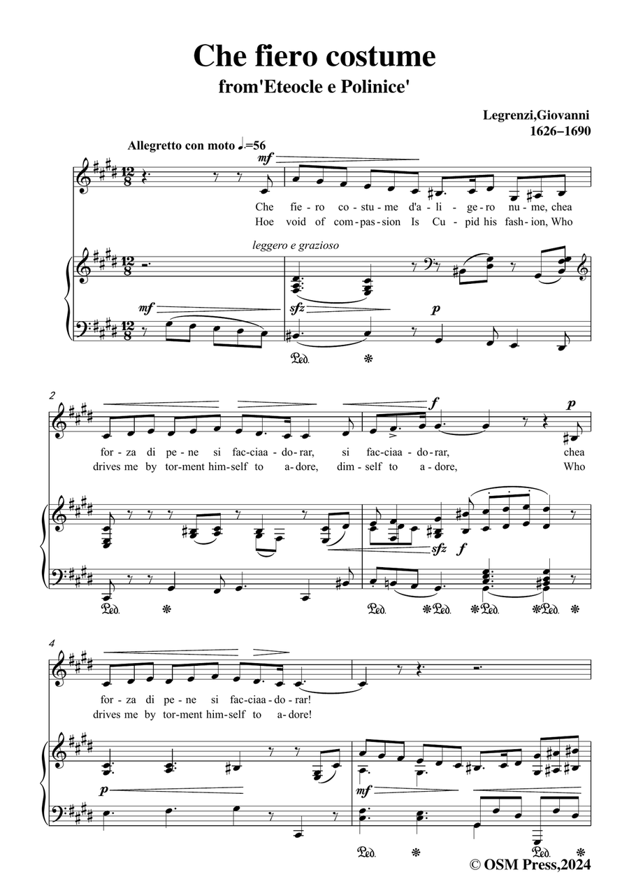 Legrenzi-Che fiero costume,in c sharp minor Piano, Vocal scores gallery preview page 3