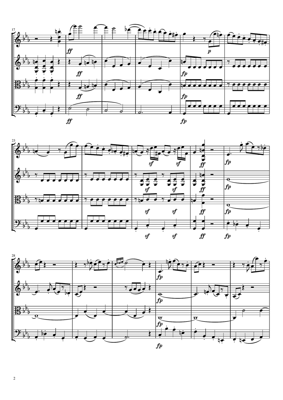 Beethoven - String Quartet No.4, Op.18 No.4, Complete Original Score and Parts String Quartet scores gallery preview page 2