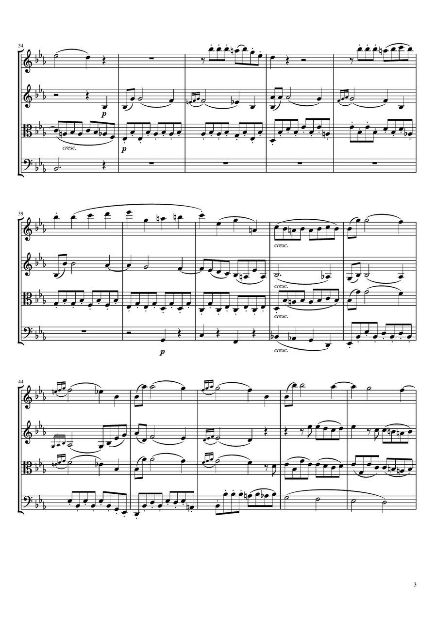Beethoven - String Quartet No.4, Op.18 No.4, Complete Original Score and Parts String Quartet scores gallery preview page 3