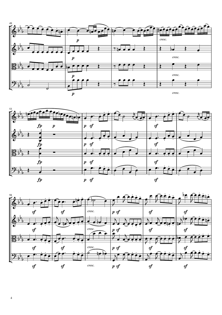 Beethoven - String Quartet No.4, Op.18 No.4, Complete Original Score and Parts String Quartet scores gallery preview page 4