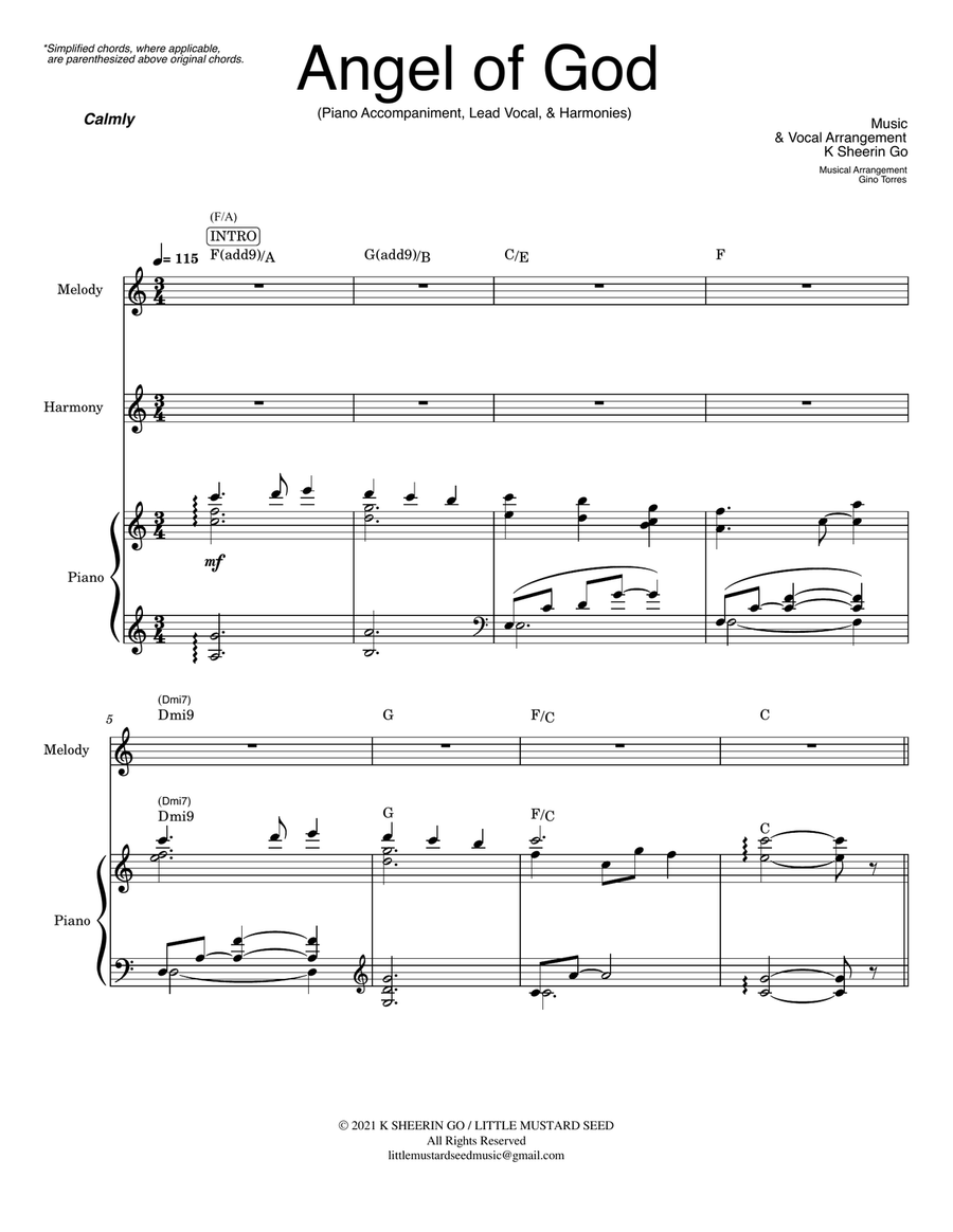 Angel of God Angel of God Piano, Vocal scores gallery preview page 1