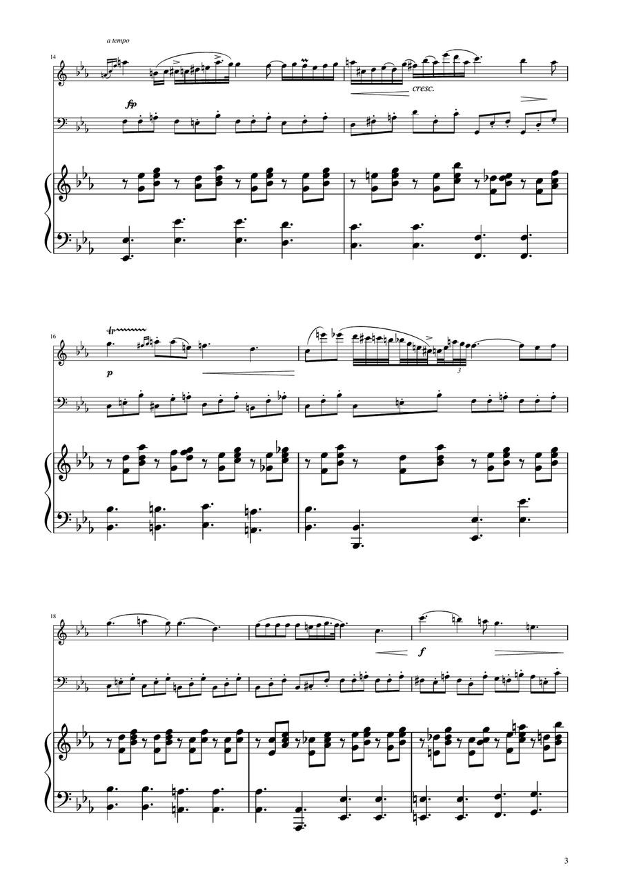 Chopin - Nocturne op.9 No.2 - Violin and Cello Duet Piano Trio scores gallery preview page 3