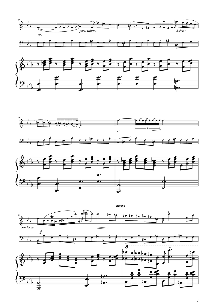 Chopin - Nocturne op.9 No.2 - Violin and Cello Duet Piano Trio scores gallery preview page 5