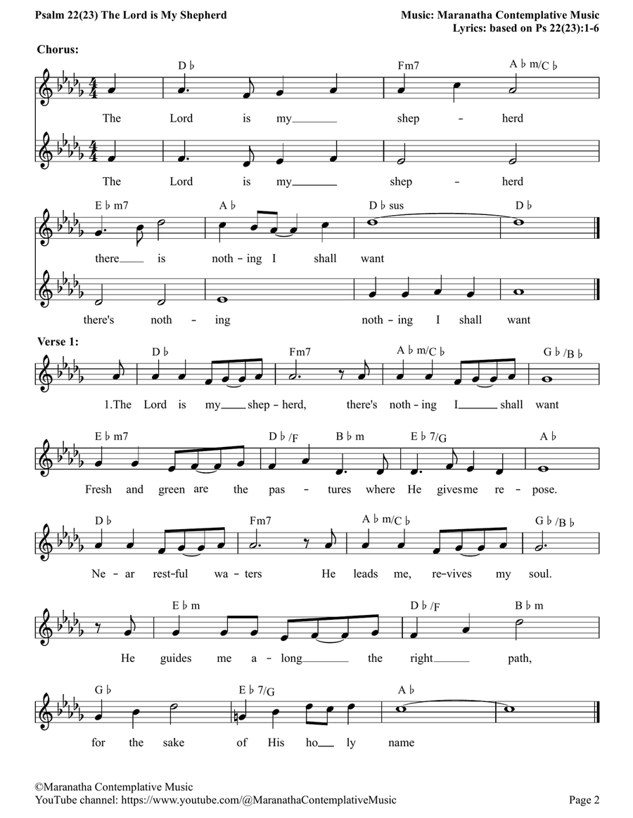 Psalm 23 The Lord is My Shepherd Piano scores gallery preview page 2